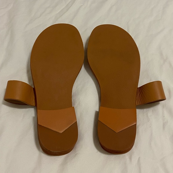Reformation Mila Brown Leather Flat Sandals Size 7.5 - Picture 10 of 17